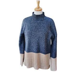 Michael Kors Gray and Tan Cowl Neck Sweater